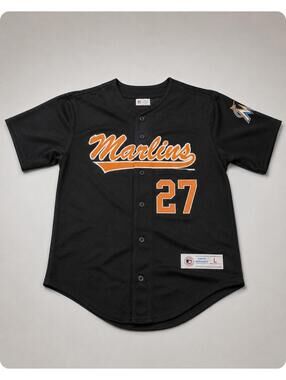 Miami Marlins Medium Youth Size 8-10 Black Stanton Baseball Jersey..74